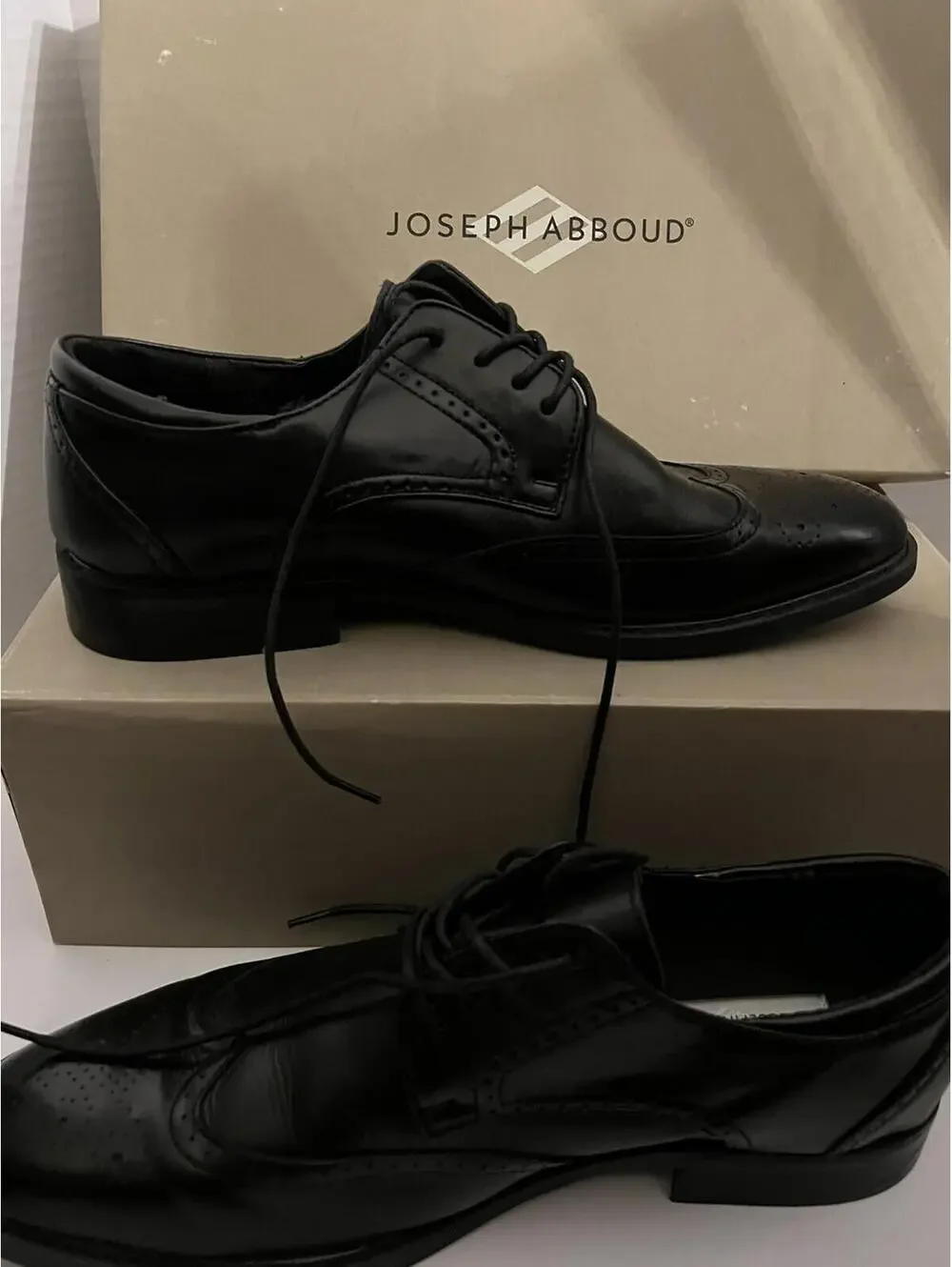 Joseph Abound Men's Black Leather Wingtip Lace-Up Oxford Dress Shoes Size 10 D
